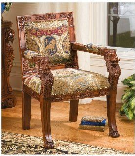 15th Century Antique Replica Hand carved Gothic Armchair Side Chair  