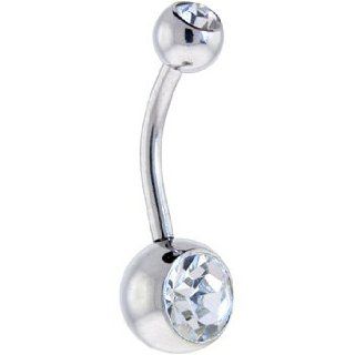 Swarovski Crystal Double Gem Belly Button Ring Jewelry