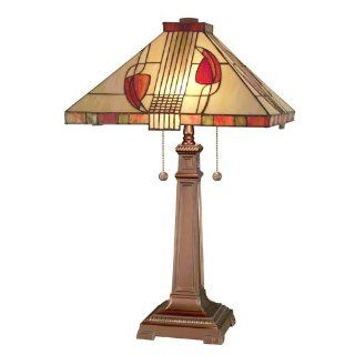 Dale Tiffany 2721/739 Henderson Table Lamp, Antique Bronze and Art Glass Shade    