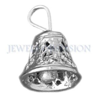 Rhodium Plated 925 Sterling Silver 3 D Bell Pendant Jewels Obsession Jewelry