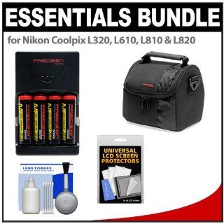 Essentials Bundle for Nikon Coolpix L610, L620, L820 & L830 Camera with 4 AA Batteries & Charger + Case + Accessory Kit  Camera And Video Accessory Bundles  Camera & Photo
