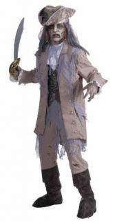Men's Zombie Pirate Ghost Costume, Gray/Beige, One Size Adult Sized Costumes Clothing