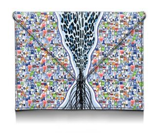 MyGift 8 10 inch Smartphone Apps and Wild Blue Leopard Print Design Envelope Style Synthetic Leather Netbook Tablet Envelope Sleeve Slip Case Slim Fit Carry Bag for Apple iPad 1, 2 & 3 Kindle Fire HD 8.9 Samsung Galaxy Tab 2 10.1 Kindle Store