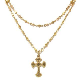 Catherine Popesco 14K Gold Plated Double Chain Cross Pendant Necklace Catherine Popesco Jewelry