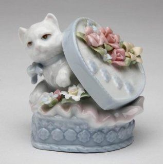 Cosmos 743 10 Fine Porcelain Kitten in Heart Box Figurine, 2 3/4 Inch   Collectible Figurines