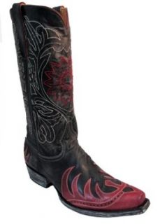 Men's Old Gringo Western Cowboy Boots M948 2 White stitch vesuvio Choc/Red Shoes