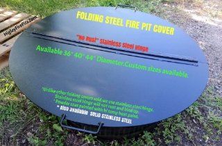 40" Mild Steel Folding Firepit Spark Snuff Cover With Stainless Steel Hinge  Fire Pit Covers  Patio, Lawn & Garden