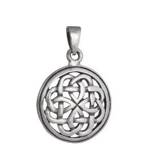 Classic Solid Sterling Silver Round Open Celtic Knot Pendant Jewelry