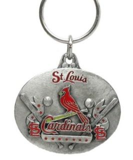 Pewter MLB Team Design Key Ring   St. Louis Cardinals  Sports Related Key Chains  Clothing