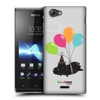 Head Case Designs Balloon Lover Hippo Party Animals Hard Back Case Cover For Sony Xperia J ST26i Cell Phones & Accessories