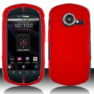 Red Rubberized Hard Plastic Case for Casio G'zOne Commando C771 Cell Phones & Accessories