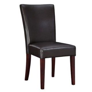 Powell Brown Bonded Leather Parsons Chair   Dining Chairs
