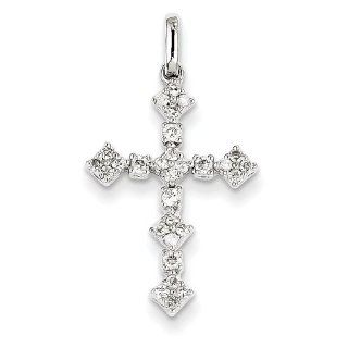 14k White Gold Diamond Cross Pendant   JewelryWeb Jewelry