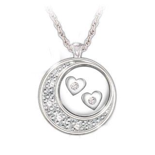 Sterling Silver And Diamond Pendant Necklace I Love You To The Moon And Back by The Bradford Exchange Jewelry
