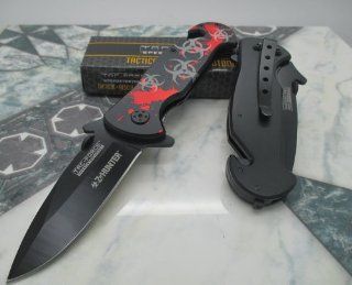 Tac Force Assisted Opening Rescue Glass Breaker Zombie Hunter RED Silver Design Hunting Camping Tatical Pocket Knife  Tactical Knives  Sports & Outdoors
