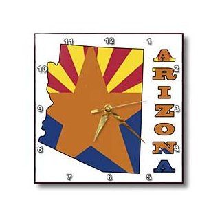 dpp_58719_1 777images Flags and Maps   States   Arizona state flag in the outline map and letters of Arizona   Wall Clocks   10x10 Wall Clock  