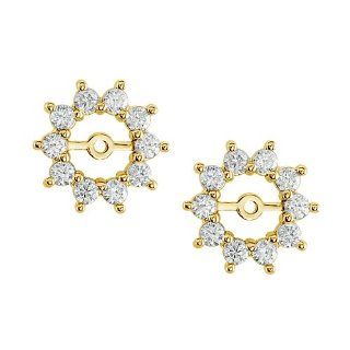 Round Brilliant Shape Diamond Earrings in 14kt Yellow Gold   Friction Backs GEMaffair Jewelry