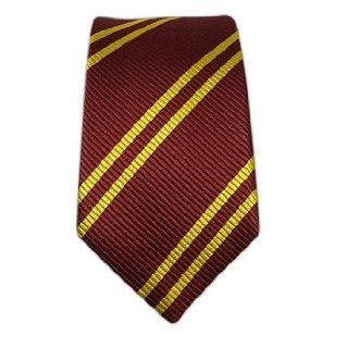 100% Silk Woven Burgundy and Gold Double Stripe Skinny Tie at  Mens Clothing store