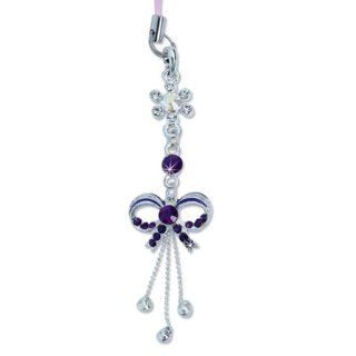 Universal Purple Butterfly Bow with Purple Diamond Cell Phone (car) charms Strap Cell Phones & Accessories
