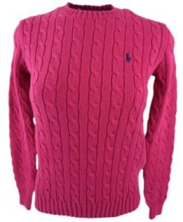 RALPH LAUREN Women's Crewneck Cable Knit Pony Logo Sweater