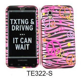 CELL PHONE CASE COVER FOR SAMSUNG CAPTIVATE GLIDE I927 TRANS PEACE SIGNS ON PINK ZEBRA 