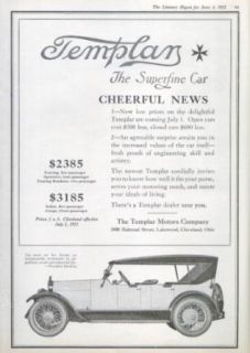 Cheerful news new low price Templar Touring ad 1921 Entertainment Collectibles