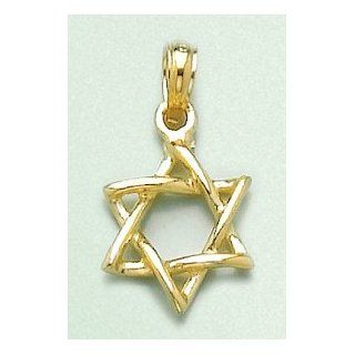 14k Gold Religious Necklace Charm Pendant, 3d Star Of David High Polish, Jewish Jewelry