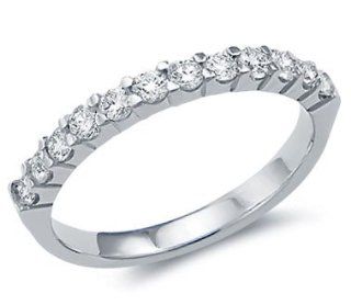 Diamond Wedding Ring 14k White Gold Anniversary Band Bridal (0.53 CTW) Jewel Tie Jewelry