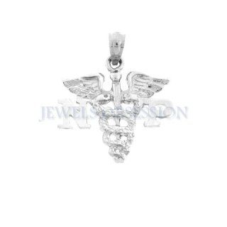 Rhodium Plated 925 Sterling Silver Np Nurse Practitioner Pendant Jewels Obsession Jewelry