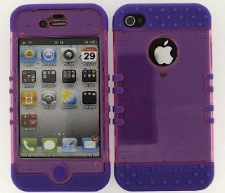 3 IN 1 HYBRID SILICONE COVER FOR APPLE IPHONE 4 4S HARD CASE SOFT LIGHT PURPLE RUBBER SKIN PINK LP A010 FD KOOL KASE ROCKER CELL PHONE ACCESSORY EXCLUSIVE BY MANDMWIRELESS Cell Phones & Accessories