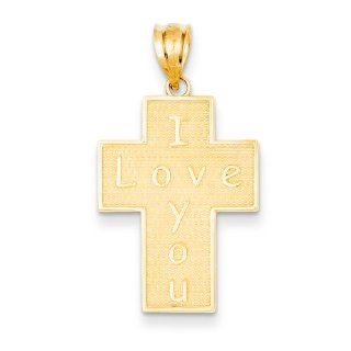 14k I Love You Cross Charm, Best Quality Free Gift Box Satisfaction Guaranteed Pendant Necklaces Jewelry