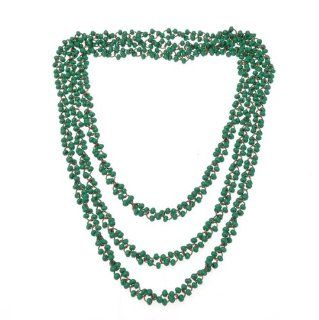 Super Lustrous Round Green Millet Bead Long Necklace Homemade Style