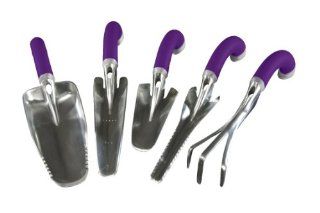 Radius Garden 5 Piece Purple Ergonomic Hand Tool Set, Includes Trowel, Transplanter, Weeder, Cultivator, and Scooper  Patio, Lawn & Garden