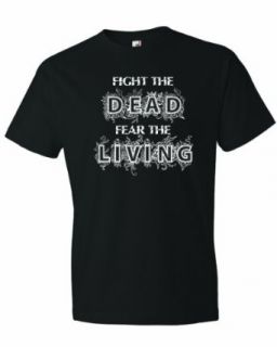 Men's Fear The Living Fight The Dead Walking Zombie T Shirt Clothing