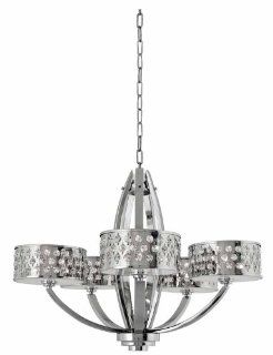 DVI Lighting DVP2425CH CRY Chandelier with Clear Optic Glass Shades, Chrome Finish    