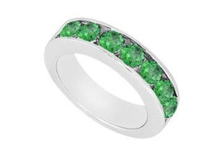Emerald Wedding Band 14K White Gold   0.50 CT TGW Jewelry