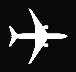 Airplane Silhouette Boeing 767 Die Cut Decal Vinyl Sticker   5.5" White 