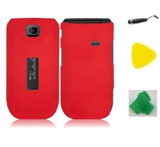 Red Phone Case Cover Cell Phone Accessory + Yellow Pry Tool + Stylus Pen + EXTREME Band for T Mobile 768 / Alcatel OneTouch 768T / One Touch 768 Cell Phones & Accessories
