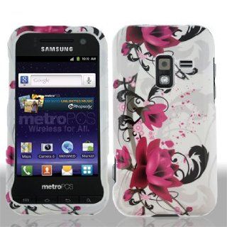 Samsung R920 R 920 Galaxy Attain 4G 4 G White with Red Floral Flowers Black Vines Design Snap On Hard Protective Cover Case Cell Phone Cell Phones & Accessories