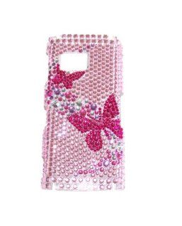 Modern Tech Pink/ Silver Butterfly Diamante Snap On Back Skin / Case / Cover for Nokia X6 Cell Phones & Accessories