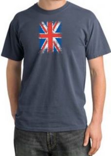 Union Jack UK Flag Adult Unisex Pigment Dyed 100% Cotton Tee T Shirt   Scotland Blue Clothing