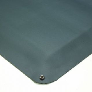 Wearwell Natural Rubber 791 Static Dissipative Anti Fatigue Mat with Snap, Safety Beveled Edges, for Dry Areas, 3' Width x 5' Length x 1/2" Thickness, Gray Floor Matting