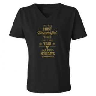 Festive Threads Most Wonderful Time of The Year Women's V Neck T Shirt Clothing
