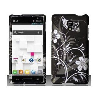 LG Optimus L9 P769 / P760 (T Mobile) White Flowers Design Hard Case Snap On Protector Cover + Free Neck Strap + Free Animal Rubber Band Bracelet Cell Phones & Accessories