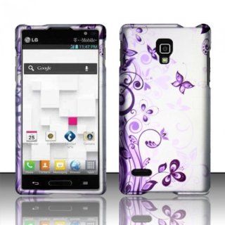 LG Optimus L9 P769 / P760 / MS769 Case (T Mobile / Metro Pcs) Purple Sensational Butterflies Hard Cover Protector with Free Car Charger + Gift Box By Tech Accessories Cell Phones & Accessories