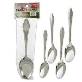Silver Chrome Steel Spoon, 4 Piece Case Pack 48   Flatware Spoons