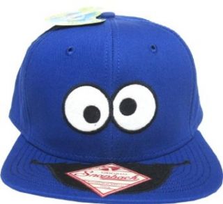 Sesame Street Cookie Monster Big Face Mens Blue Snapback Movie And Tv Fan Apparel Accessories Clothing