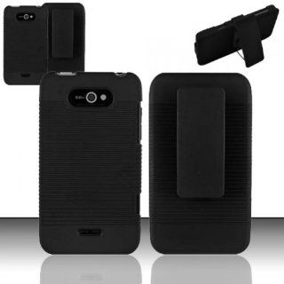 For LG Motion 4G MS770 (MetroPCS) Rubberized Holster Combo   Black HOLCB Cell Phones & Accessories