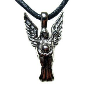 Angel of Miracles Pewter Pendant On Corded Necklace Jewelry