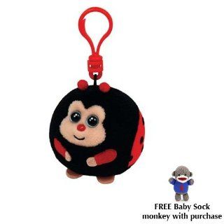 Ty Beanie Ballz   (Plastic Key Clip) Dots the Ladybug W/free Baby Sock Monkey Toys & Games